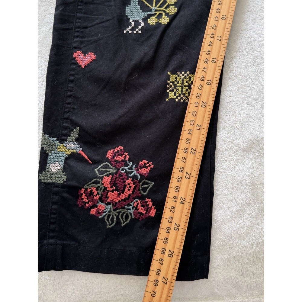 Johnny Was Workshop Womens Pants Size 12 Black Embroidered Boho Straight Leg - Picture 8 of 14